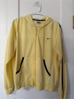 Nike Yellow Hooded Varsity Jacket with Black Trim